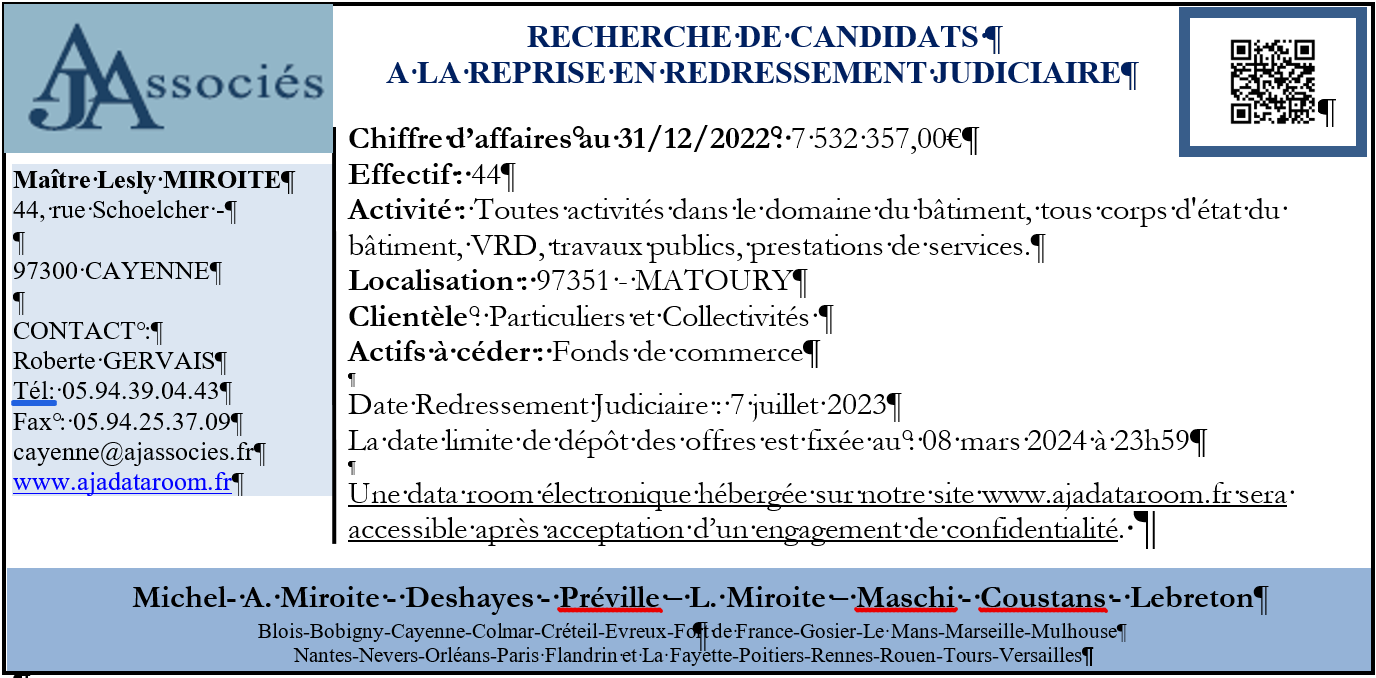 RECHERCHE DE CANDIDATS A LA REPRISE EN REDRESSEMENT JUDICIAIRE - Actify